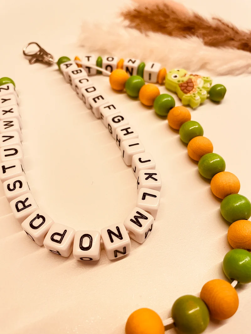 ABC & Rechenkette personalisiert Schildkröte grün orange