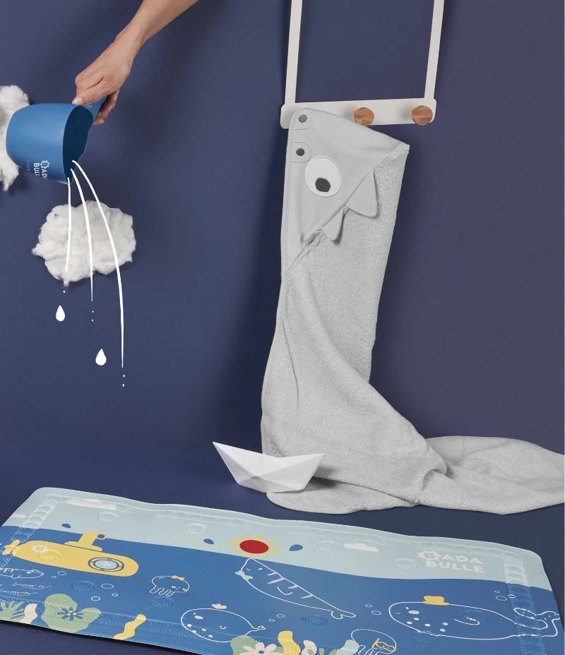 Badematte mit Thermometer Meerestiere
