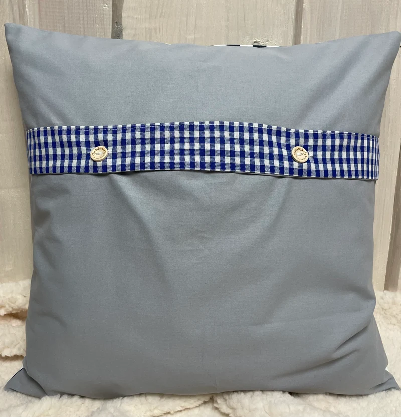 Patchwork Kissenhülle, Landhausstil Kissenbezug, blau/weiß 40x40cm.