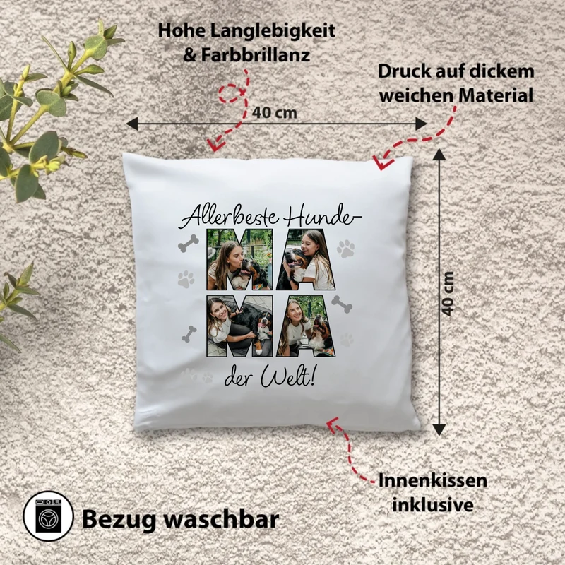 Personalisiertes Foto-Kissen - Hunde-Mama - Geschenk für Hundebesitzer