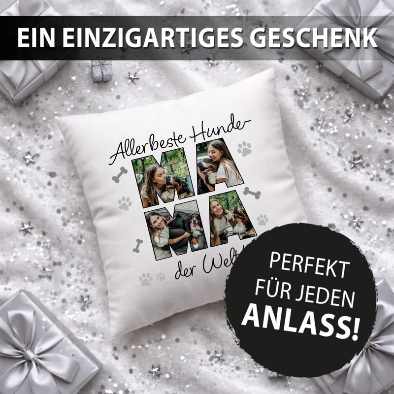 Personalisiertes Foto-Kissen - Hunde-Mama - Geschenk für Hundebesitzer