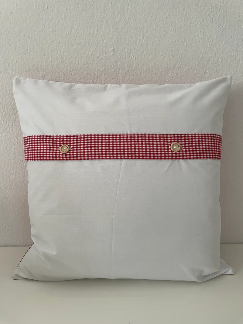 Patchwork Kissenhülle, Landhausstil Kissenbezug, beige/grün/rot 40x40cm