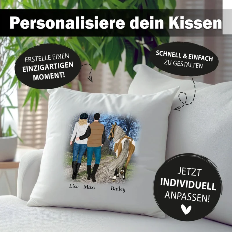 Paar mit Pferd - Kissen Personalisiert
