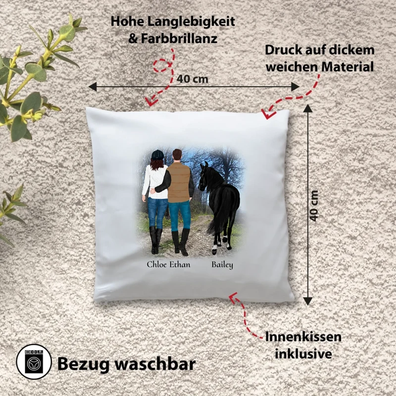 Paar mit Pferd - Kissen Personalisiert