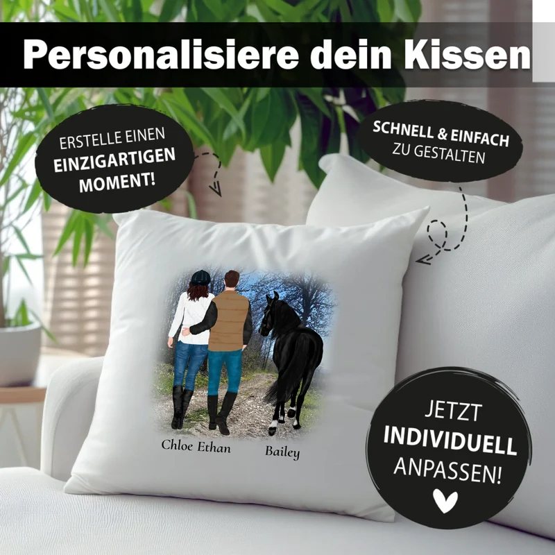 Paar mit Pferd - Kissen Personalisiert