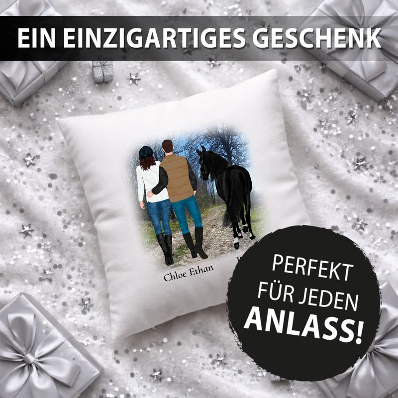 Paar mit Pferd - Kissen Personalisiert