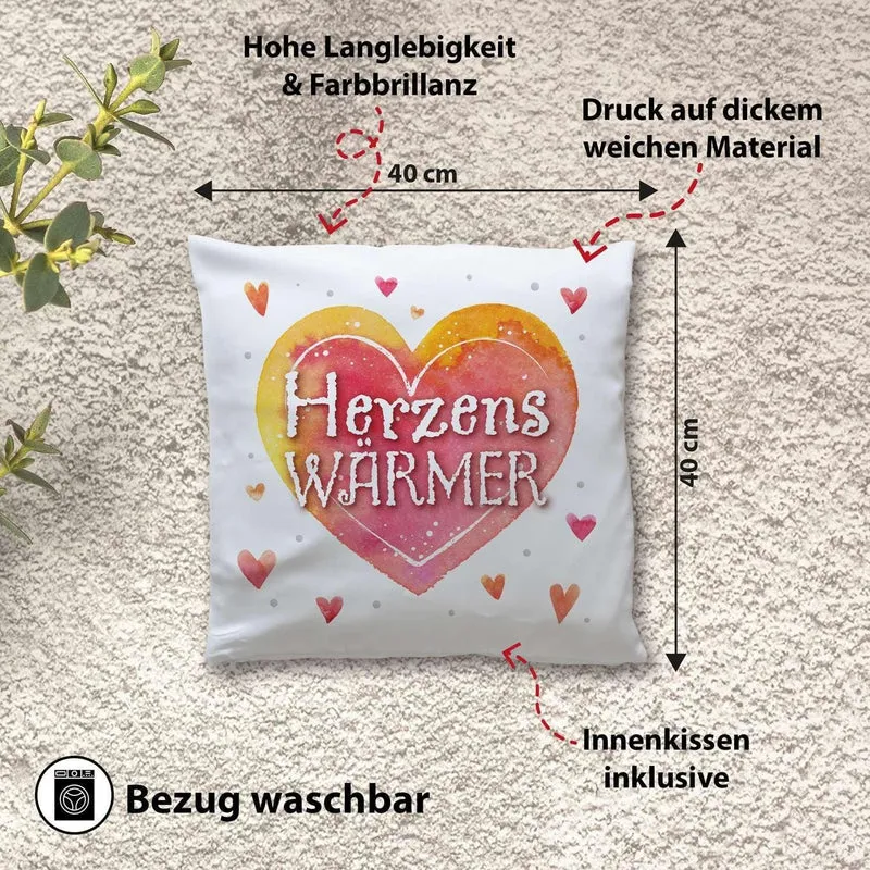 Tassenbrennerei Kissen Herzenswärmer – Ich Liebe Dich Liebeskissen für Paare & Freundin, Romantisches Dekokissen