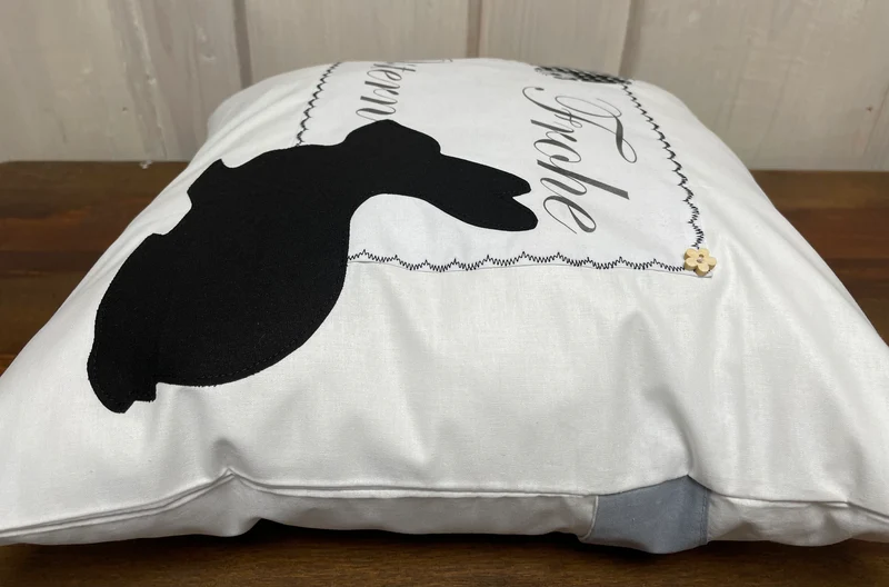 1 Landhausstill Kissenhülle, Kissenbezug, Osterkissen,Ostern weiß/schwarz