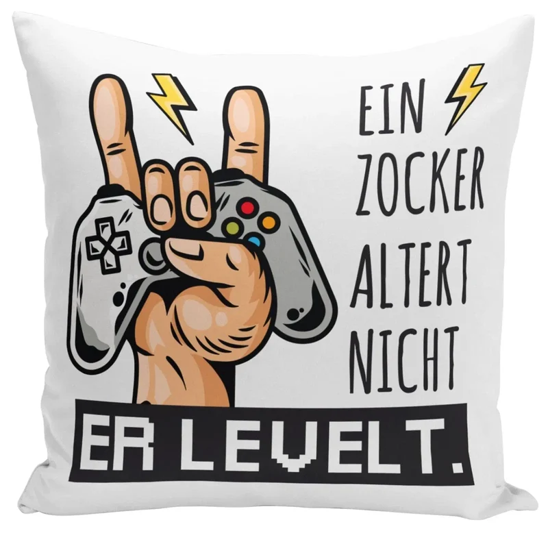 Kissen - Ein Zocker altert nicht er levelt.