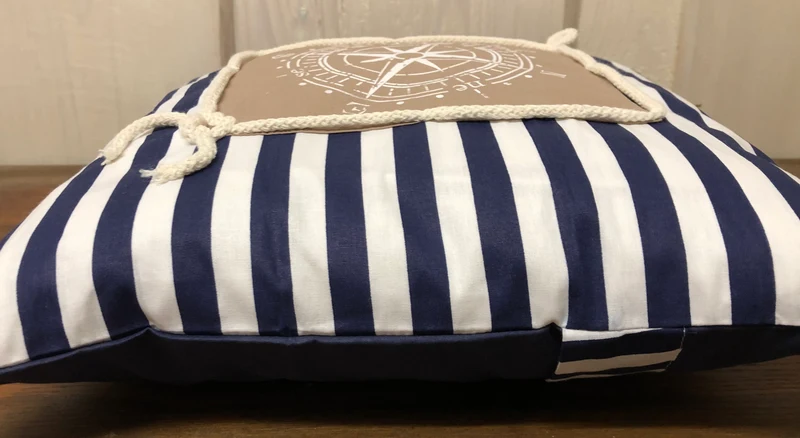 Maritime Kissenhülle, Landhausstil Kissenbezug * Kompass * blau/weiß/beige
