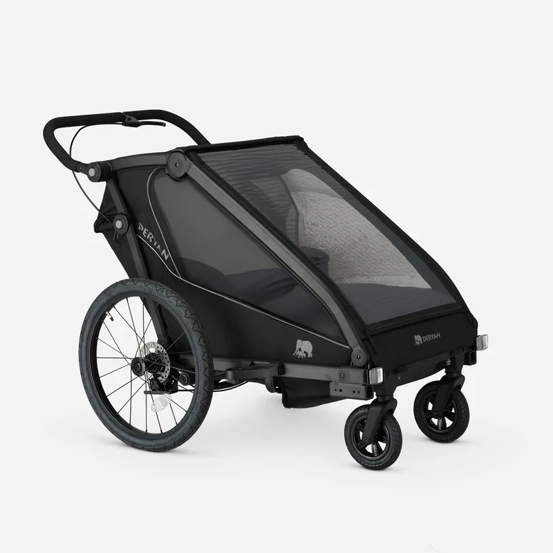 Luxe Fietskar V3 - 3-in-1 - Wandelwagen - Hardloopkinderwagen Zwart