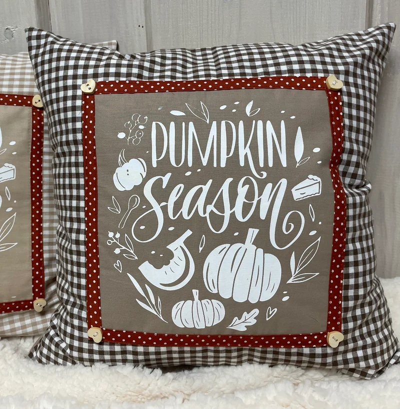 Landhausstil Kissenhülle, Kissenbezug, beige/braun kariertes Dekokissen * Herbst *