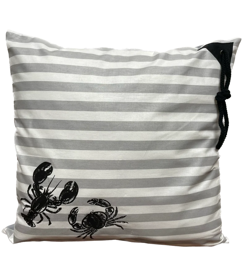 Maritime Kissenhülle, Landhausstil Kissenbezug * Krebse * grau/weiß