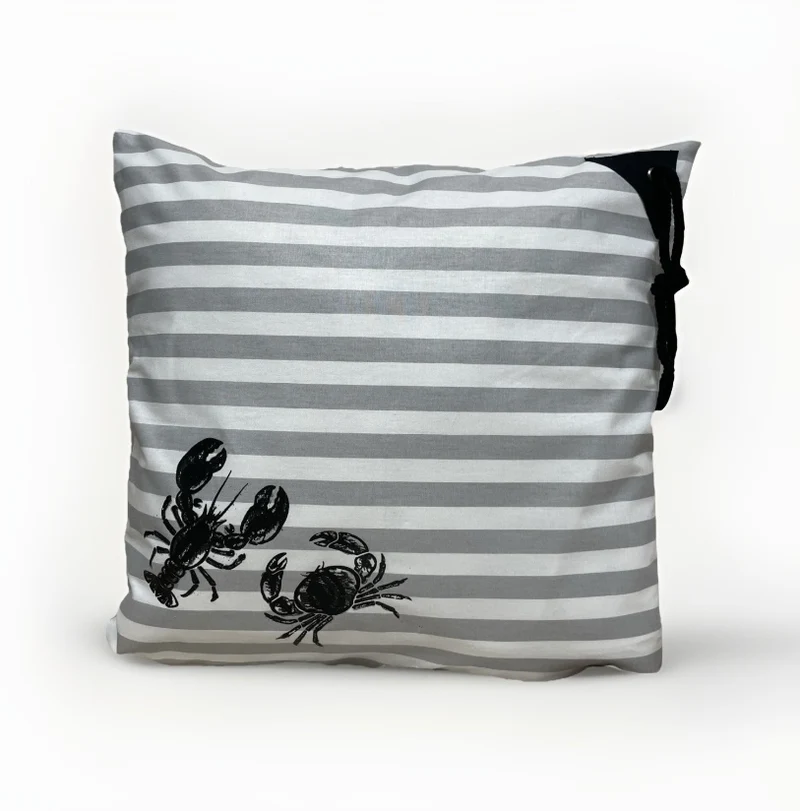 Maritime Kissenhülle, Landhausstil Kissenbezug * Krebse * grau/weiß