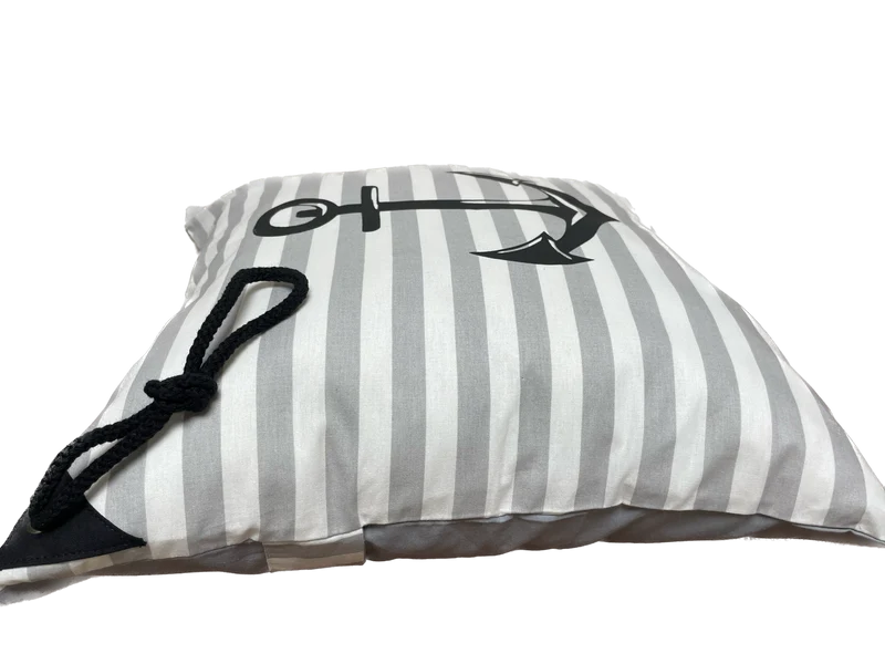 Maritime Kissenhülle, Landhausstil Kissenbezug * Anker * grau/weiß