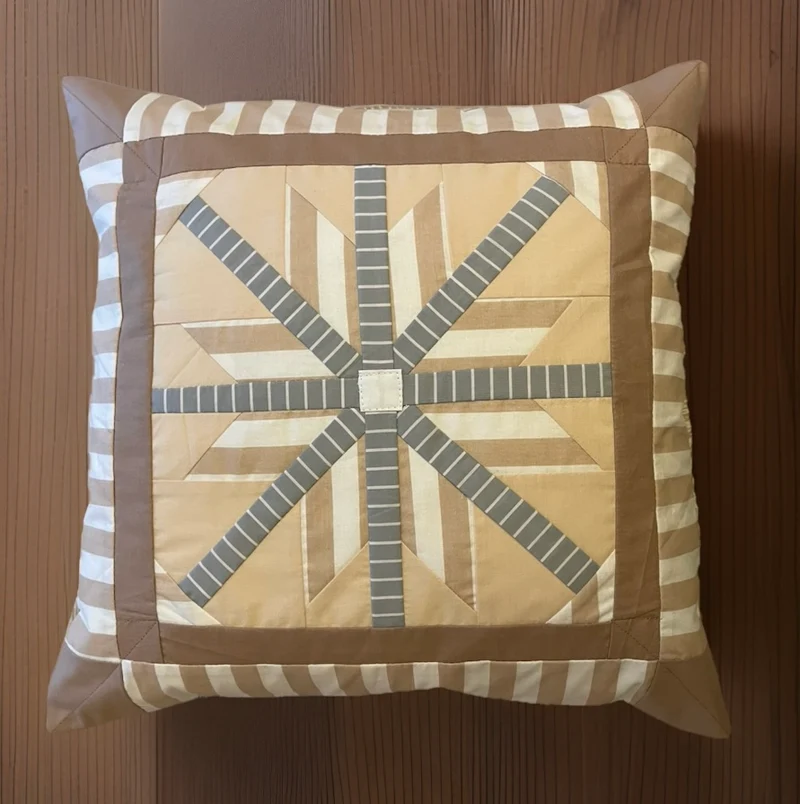 Patchwork Kissenhülle, Landhausstil Kissenbezug, beige/weiß/grau 40x40cm