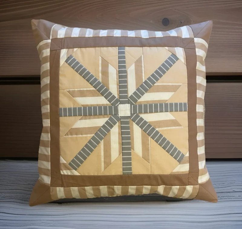 Patchwork Kissenhülle, Landhausstil Kissenbezug, beige/weiß/grau 40x40cm