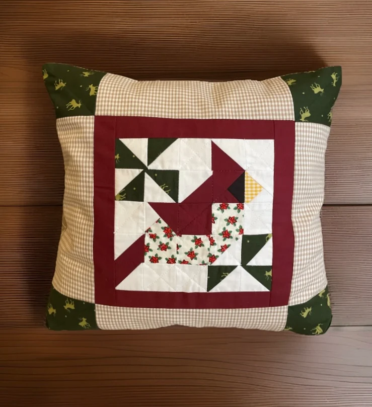 Patchwork Kissenhülle, Landhausstil Kissenbezug,Vogel, beige/rot/grün/braun