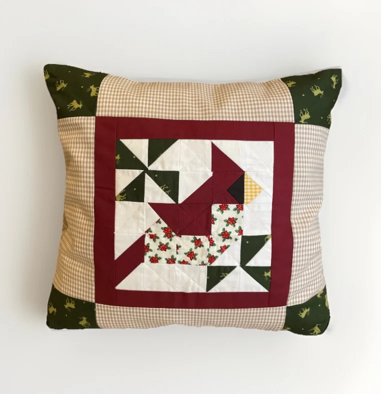 Patchwork Kissenhülle, Landhausstil Kissenbezug,Vogel, beige/rot/grün/braun