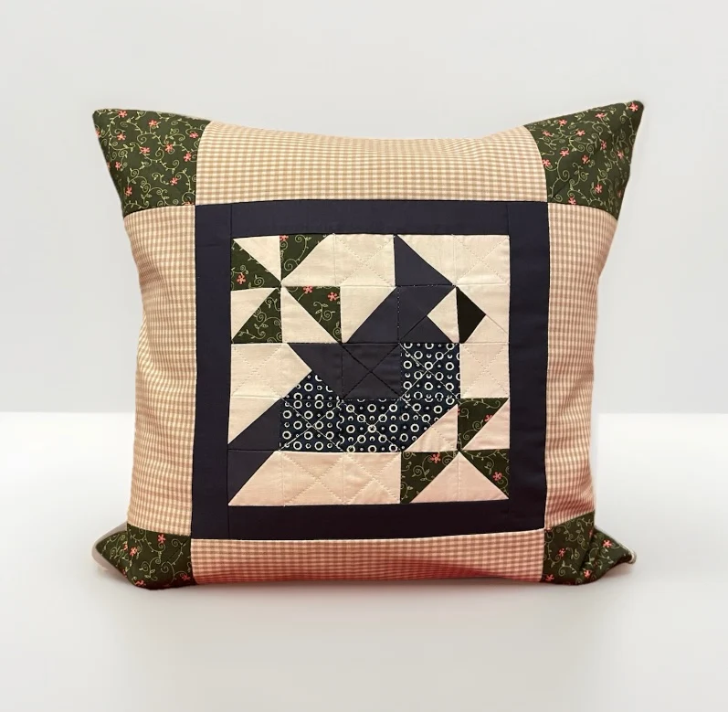 Patchwork Kissenhülle, Landhausstil Kissenbezug,Vogel, beige/blau/grün/braun