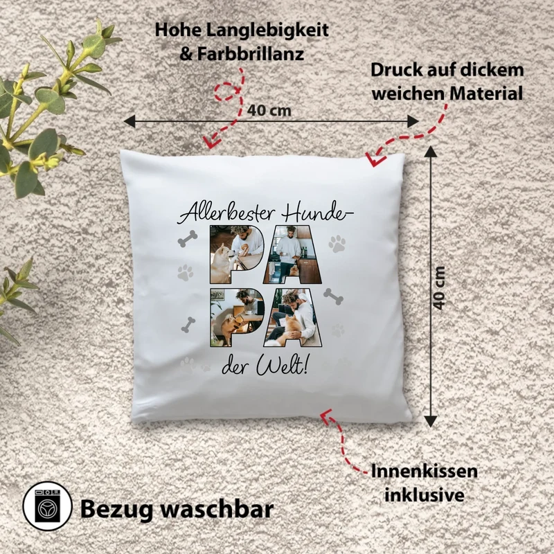 Personalisiertes Foto-Kissen - Hunde-Papa - Geschenk für Hundebesitzer
