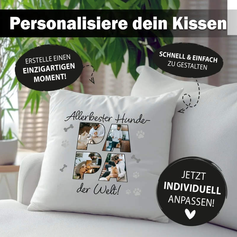 Personalisiertes Foto-Kissen - Hunde-Papa - Geschenk für Hundebesitzer