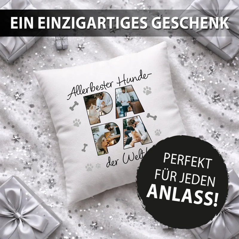 Personalisiertes Foto-Kissen - Hunde-Papa - Geschenk für Hundebesitzer