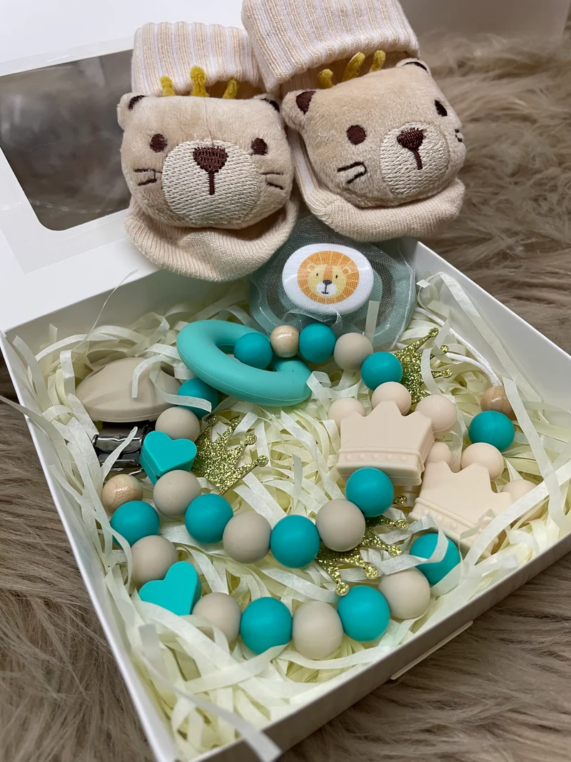 Geschenkbox mini türkis beige 4-teilig