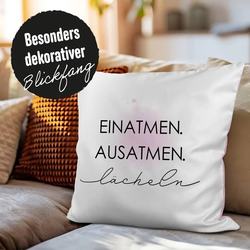 Kissen Premium - EINATMEN. AUSATMEN. lächeln