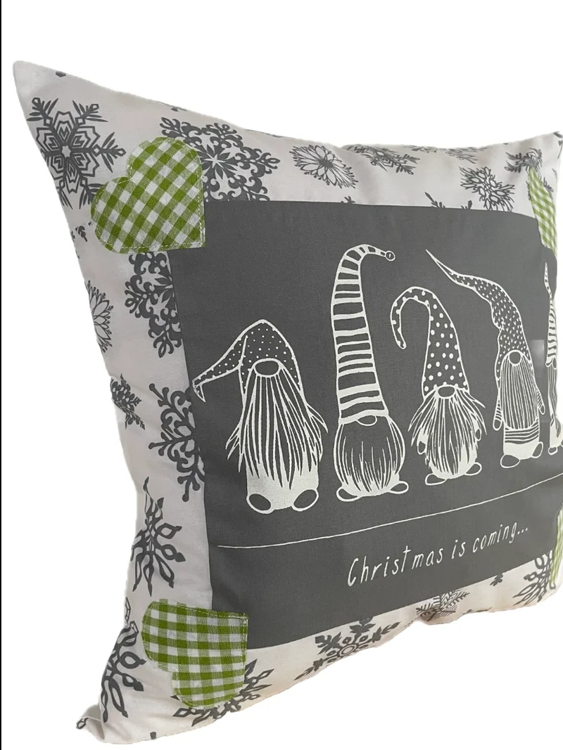 Weihnachtliche Kissenhülle * Landhausstil Kissenbezug * Dekokissen *grau/weiß
