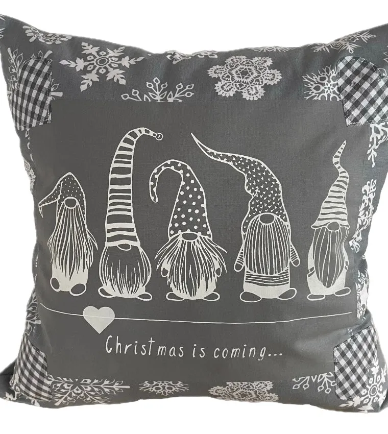 Weihnachtliche Kissenhülle * Landhausstil Kissenbezug * Dekokissen *grau/weiß
