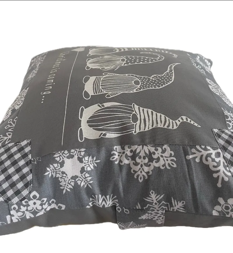 Weihnachtliche Kissenhülle * Landhausstil Kissenbezug * Dekokissen *grau/weiß