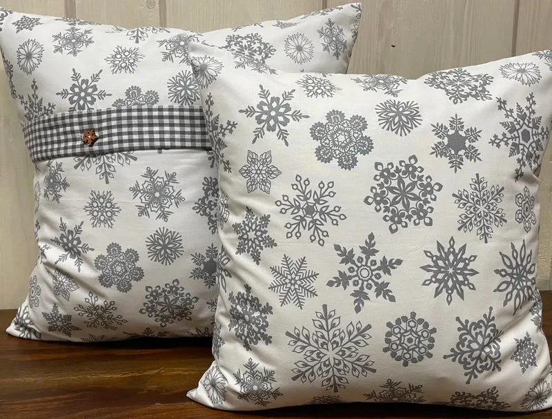 1x Weihnachtliche Landhausstil Kissenhülle * Kissenbezug * Dekokissen * weiß/grau