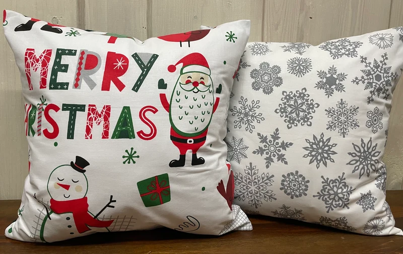 1x Weihnachtliche Landhausstil Kissenhülle * Kissenbezug * Dekokissen * weiß/grau