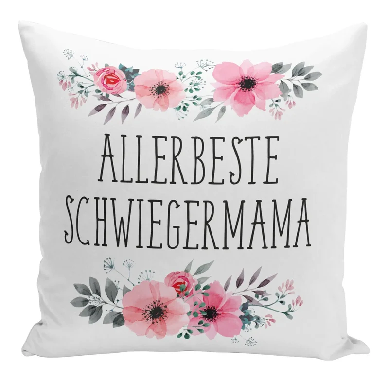 Kissen - Allerbeste Schwiegermama mit Blümchen