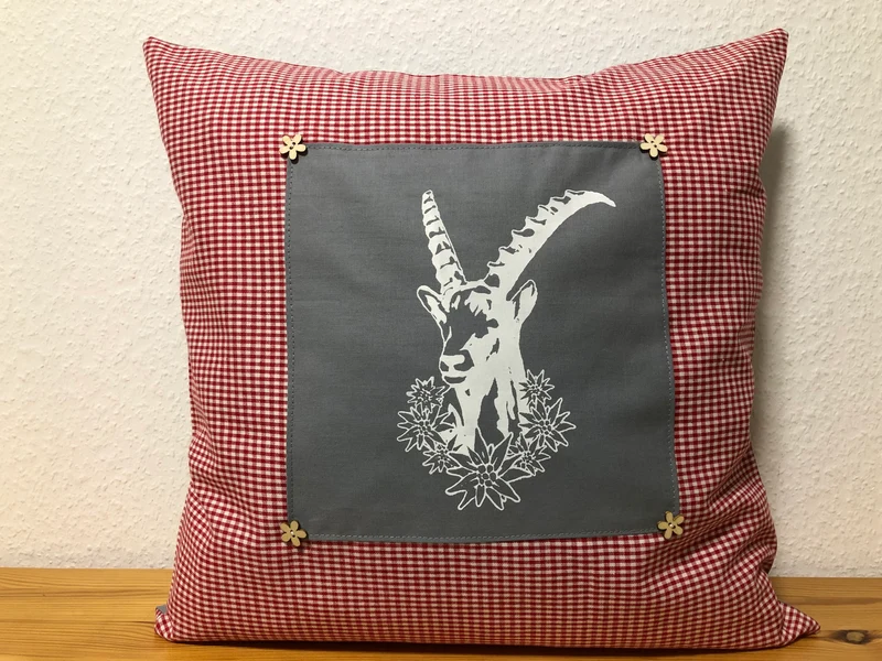 1x Landhausstil Kissenhülle * Kissenbezug * Bauernstube Dekokissen * Steinbock *