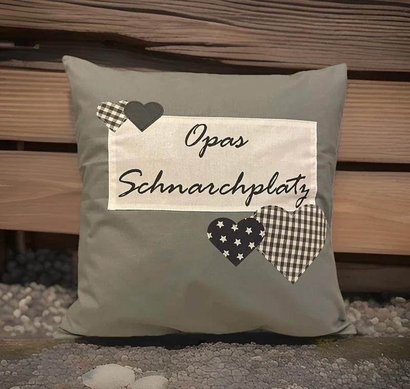 Landhausstil Kissenhülle * Kissenbezug * Dekokissen grau * Opas Schnarchplatz *