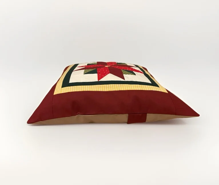 Patchwork Kissenhülle, Landhausstil Kissenbezug, rot/grün/weiß 40x40cm