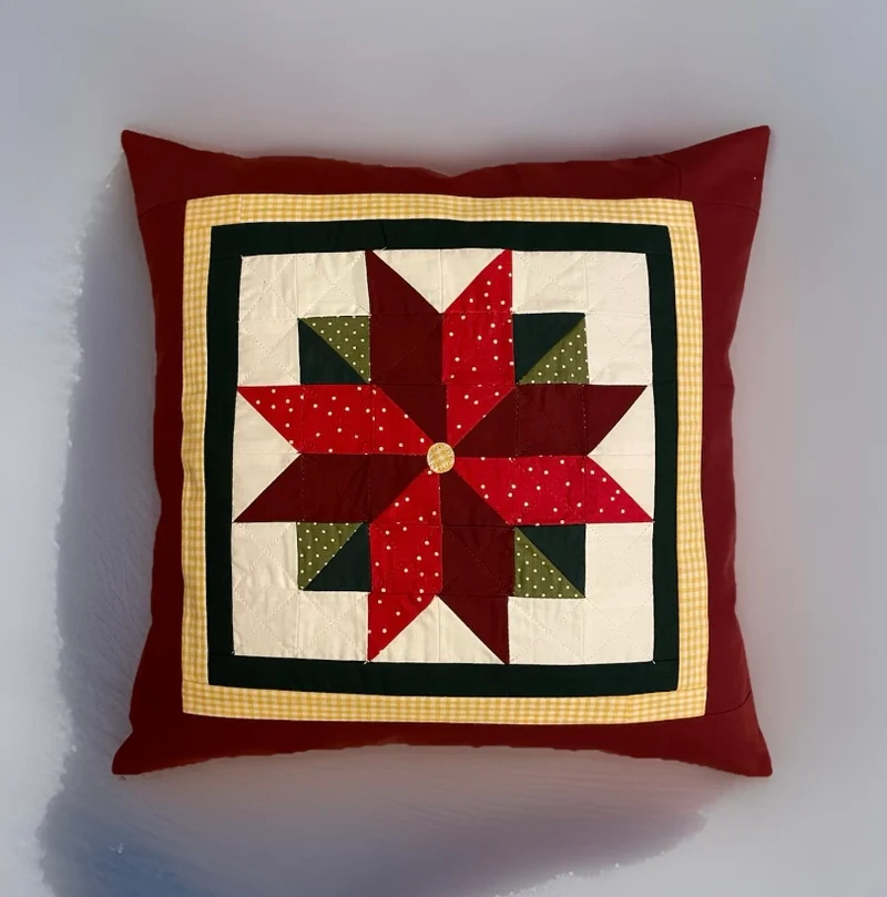 Patchwork Kissenhülle, Landhausstil Kissenbezug, rot/grün/weiß 40x40cm