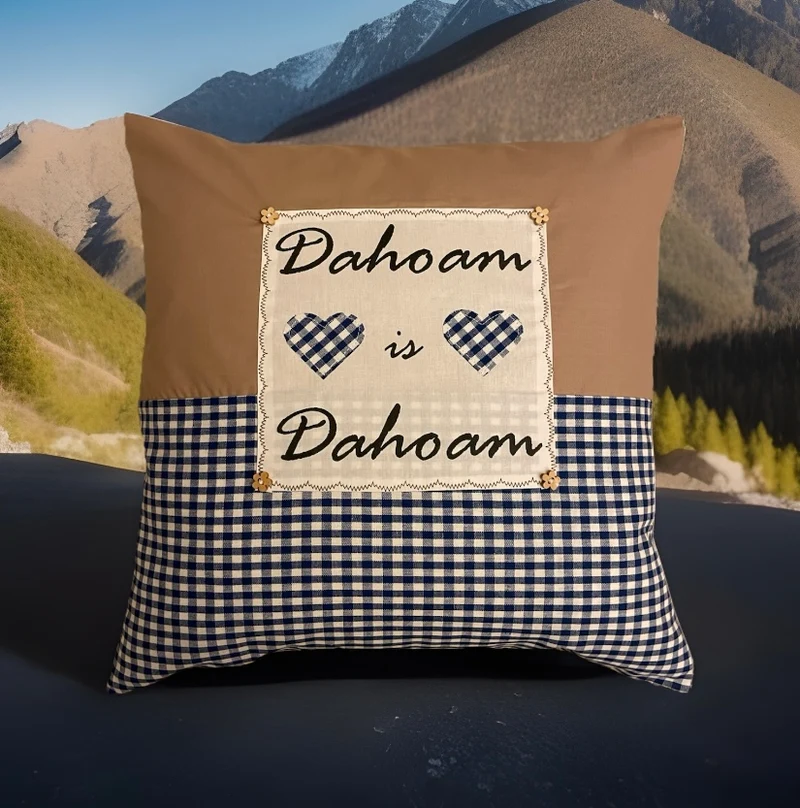 Landhausstil Kissenhülle, Landhaus Dekokissen*Dahoam is Dahoam * blau /beige kariert