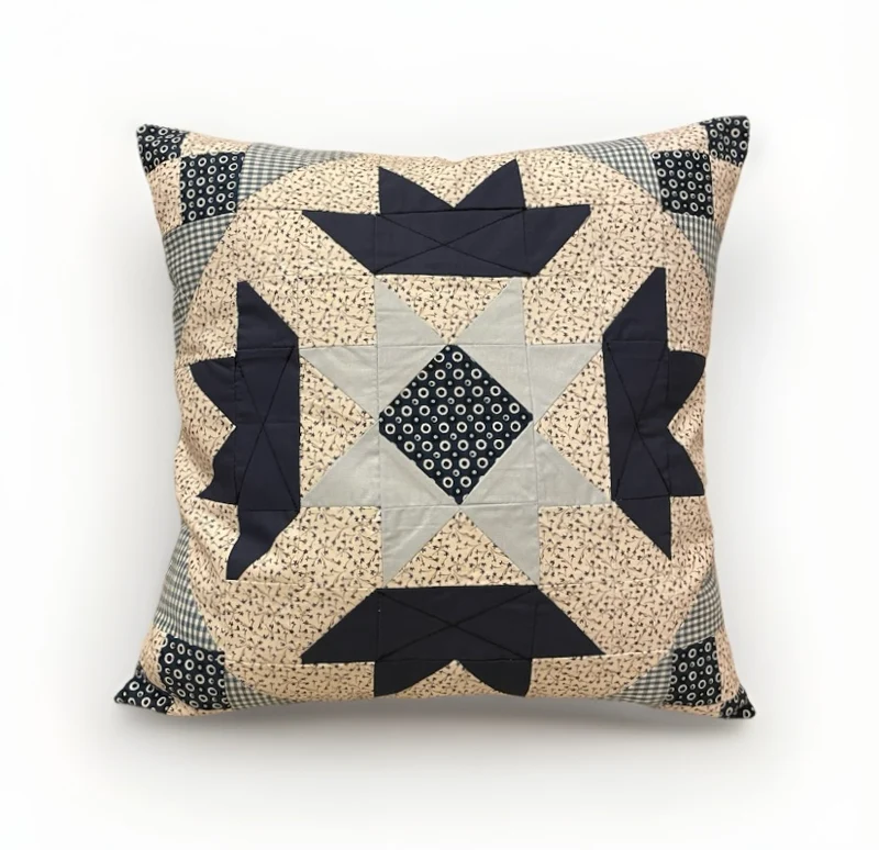 Patchwork Kissenhülle, Landhausstil Kissenbezug, blau/weiß 40x40cm