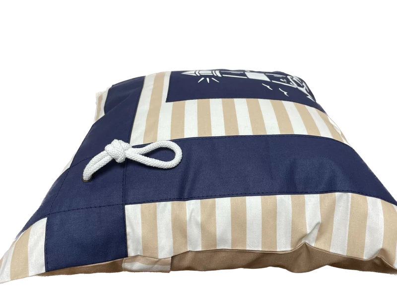 Maritime Kissenhülle, Landhausstil Kissenbezug * Leuchtturm* blau/weiß/beige
