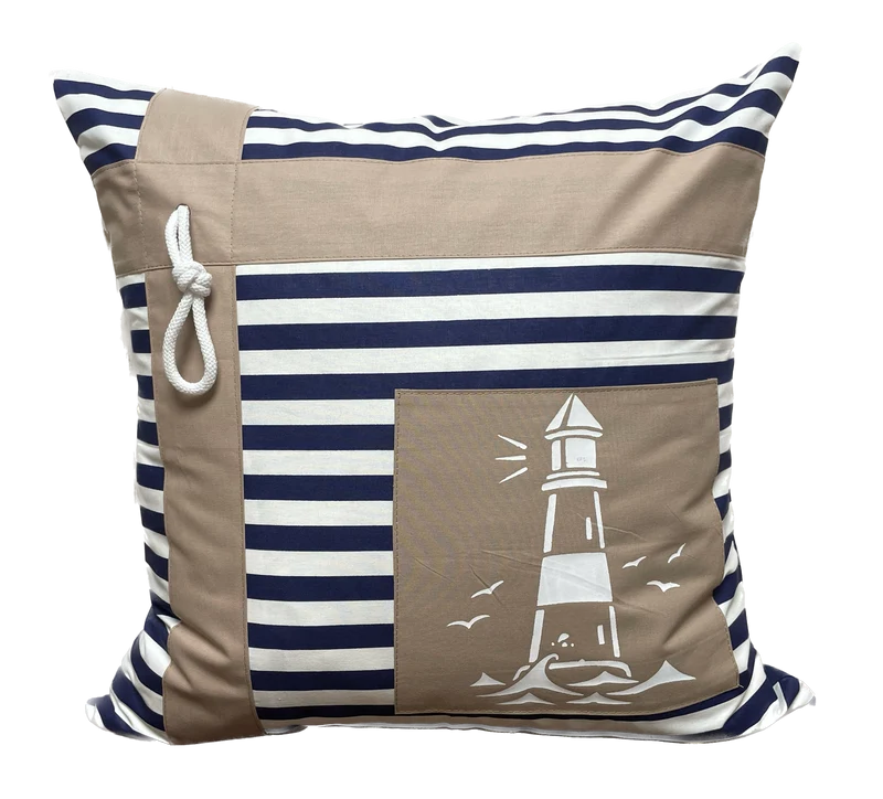 Maritime Kissenhülle, Landhausstil Kissenbezug * Leuchtturm* blau/weiß/beige