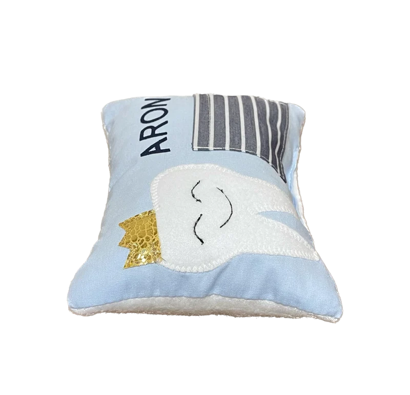 Zahnfee Kissen / Personalisiertes Milchzahn Kissen, Zahnkissen, weiß 12x17cm.