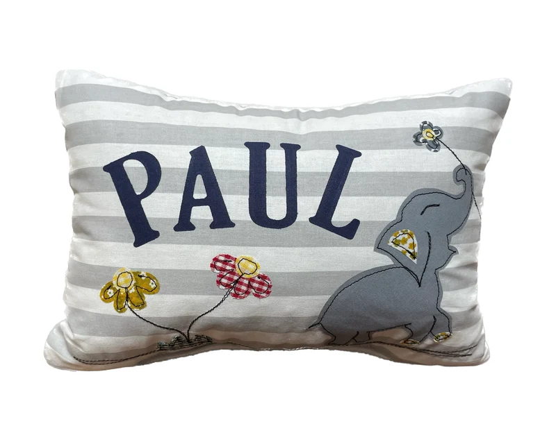 Namenskissen, Kuschelkissen, Kissen Geburt, Kinderkissen, Elefant 20x30cm.