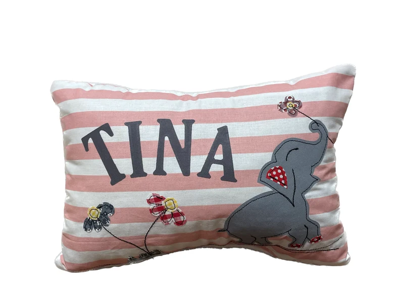 Namenskissen, Kuschelkissen, Kissen Geburt, Kinderkissen, Elefant 20x30cm.
