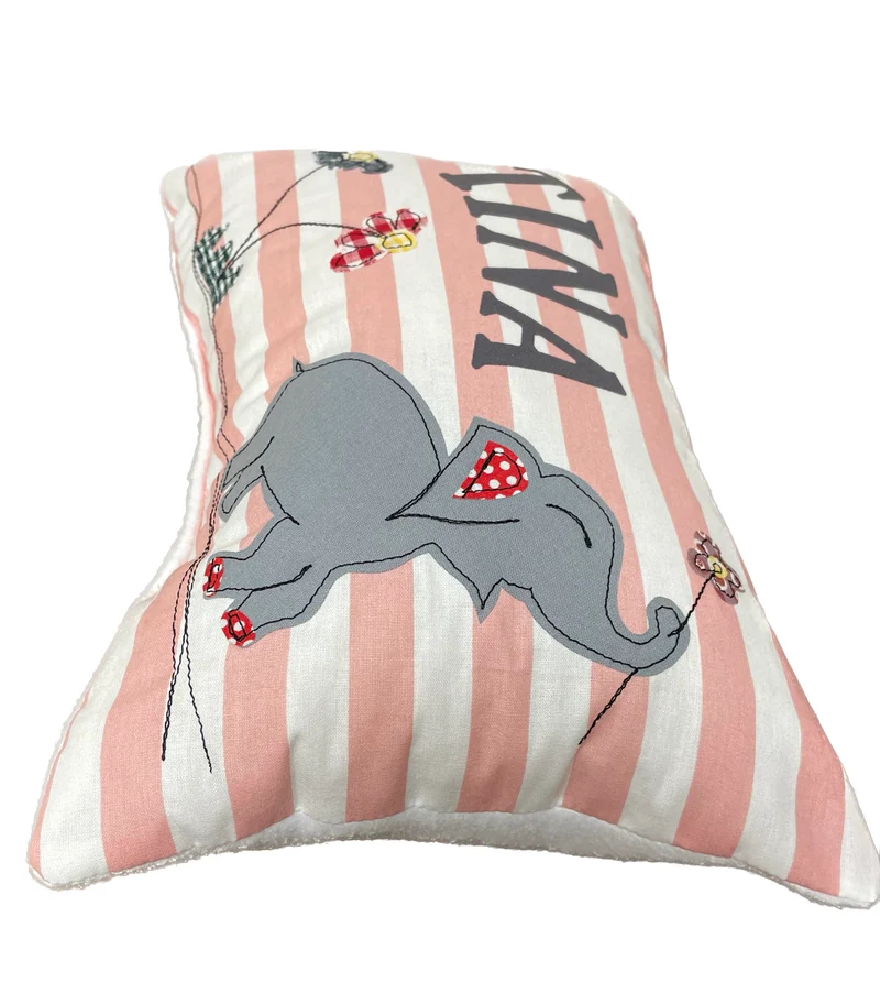 Namenskissen, Kuschelkissen, Kissen Geburt, Kinderkissen, Elefant 20x30cm.