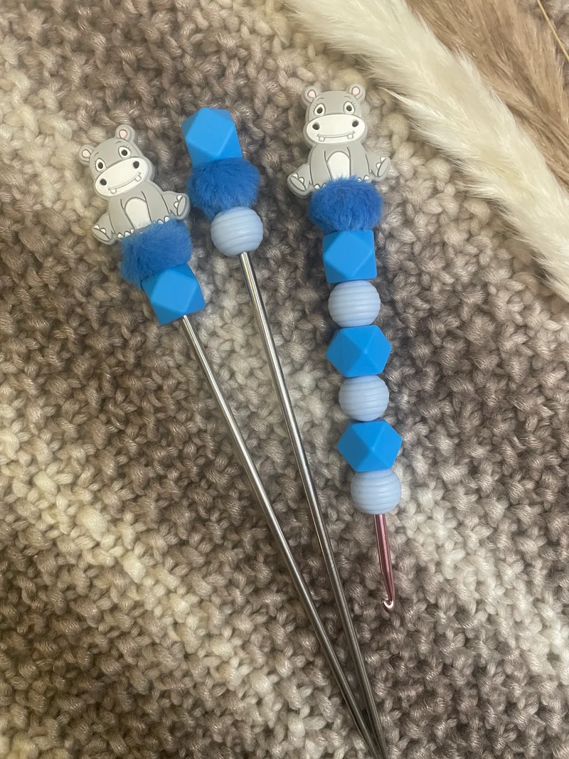 Häkelnadel Nilpferd Amigurumisticks blau Set