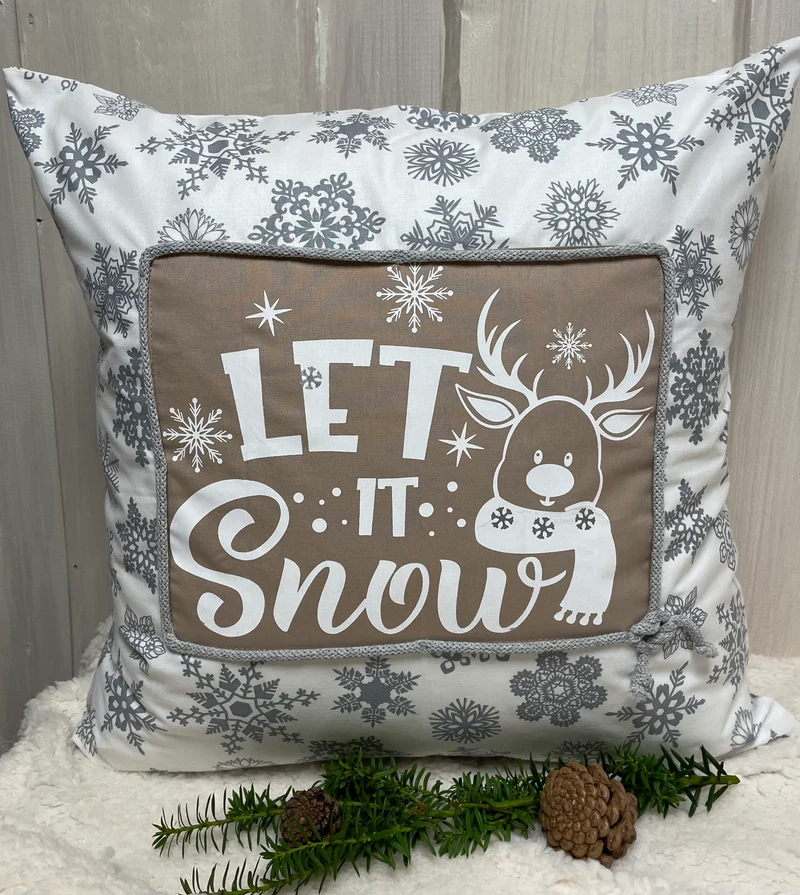 1x Weihnachtliche Landhausstil Kissenhülle * Kissenbezug * Dekokissen * weiß/grau