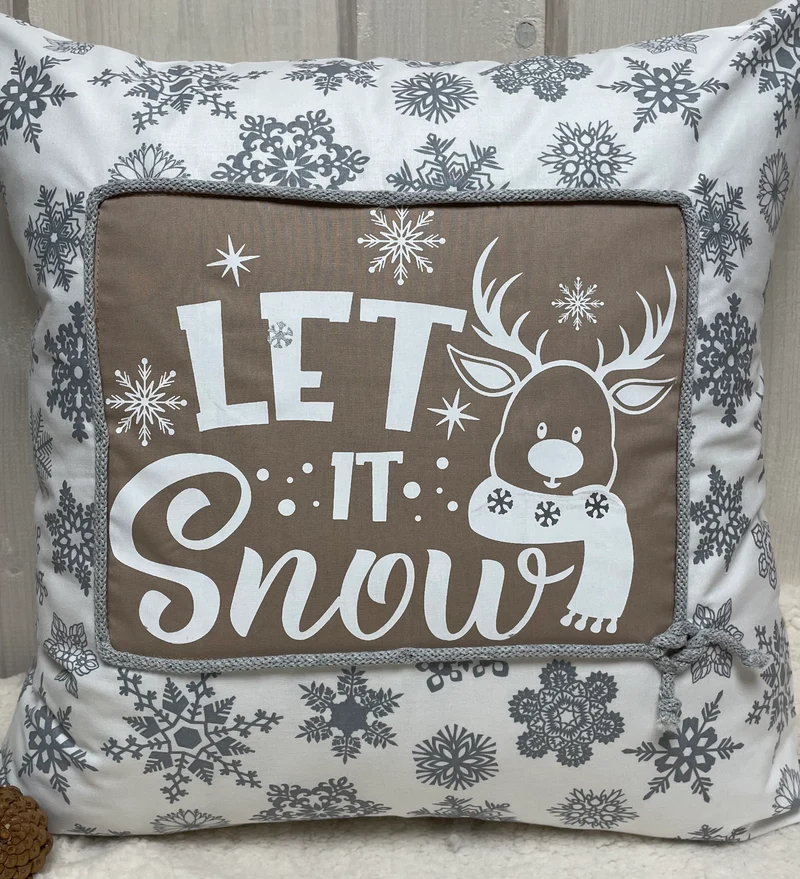 1x Weihnachtliche Landhausstil Kissenhülle * Kissenbezug * Dekokissen * weiß/grau